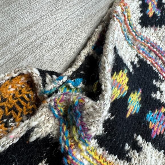 BACIANO by Bacci Aztec Poncho Fringe Colorful Southwestern Rainbow Knit - Picture 6 of 6